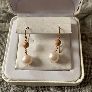 Pearl and Rose Drop Earrings (will bundle jewelry)